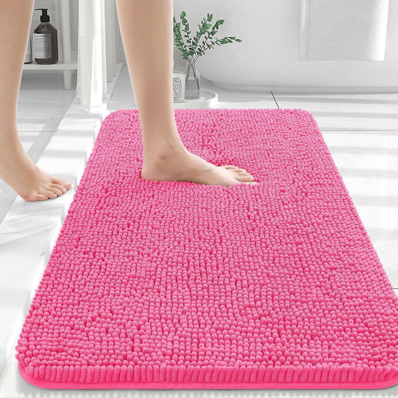 Fürdőszobai szőnyeg, szuper puha, nedvszívó zsenília fürdőszobai szőnyeg, gumi hátlap, gyorsan száradó, mosógépben mosható fürdőszobai padlószőnyeg