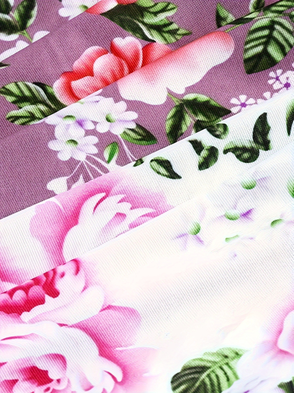 2025 m. naujas tarpvalstybinis europietiškas ir amerikietiškas 5 dalių moteriškas elegantiškas apatinių komplektas su dideliu gėlių raštu