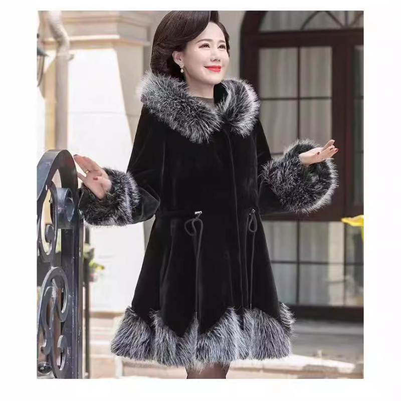 Toamna și iarna haină de blană nouă pentru femei, lungime medie, stil coreean, blană de vulpe artificială, guler de blană de nurcă, catifea îngroșată, haină pentru femei, ținută