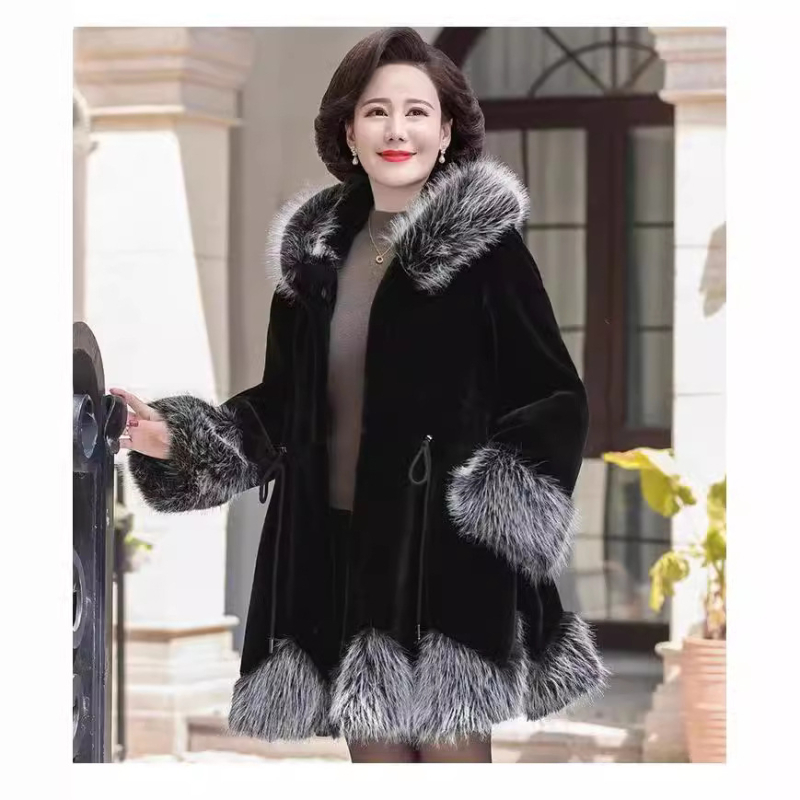 Toamna și iarna haină de blană nouă pentru femei, lungime medie, stil coreean, blană de vulpe artificială, guler de blană de nurcă, catifea îngroșată, haină pentru femei, ținută