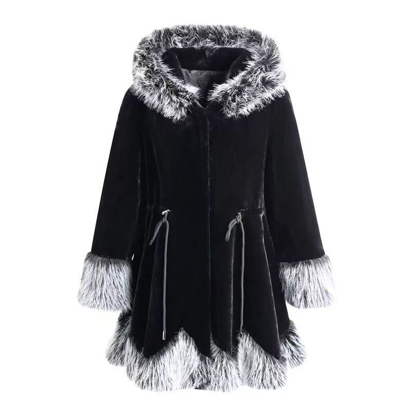 Toamna și iarna haină de blană nouă pentru femei, lungime medie, stil coreean, blană de vulpe artificială, guler de blană de nurcă, catifea îngroșată, haină pentru femei, ținută