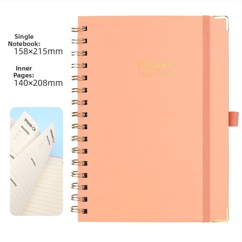 Ameerika nädalaplaani A5 spiraalmärkmik, horisontaalne märkmik, ajakava märkmik, inglise päevik, õpilase märkmik, hulgimüük