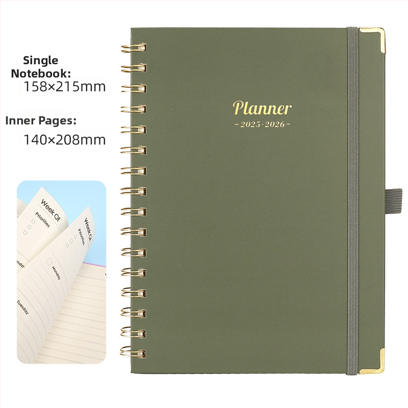 Ameerika nädalaplaani A5 spiraalmärkmik, horisontaalne märkmik, ajakava märkmik, inglise päevik, õpilase märkmik, hulgimüük