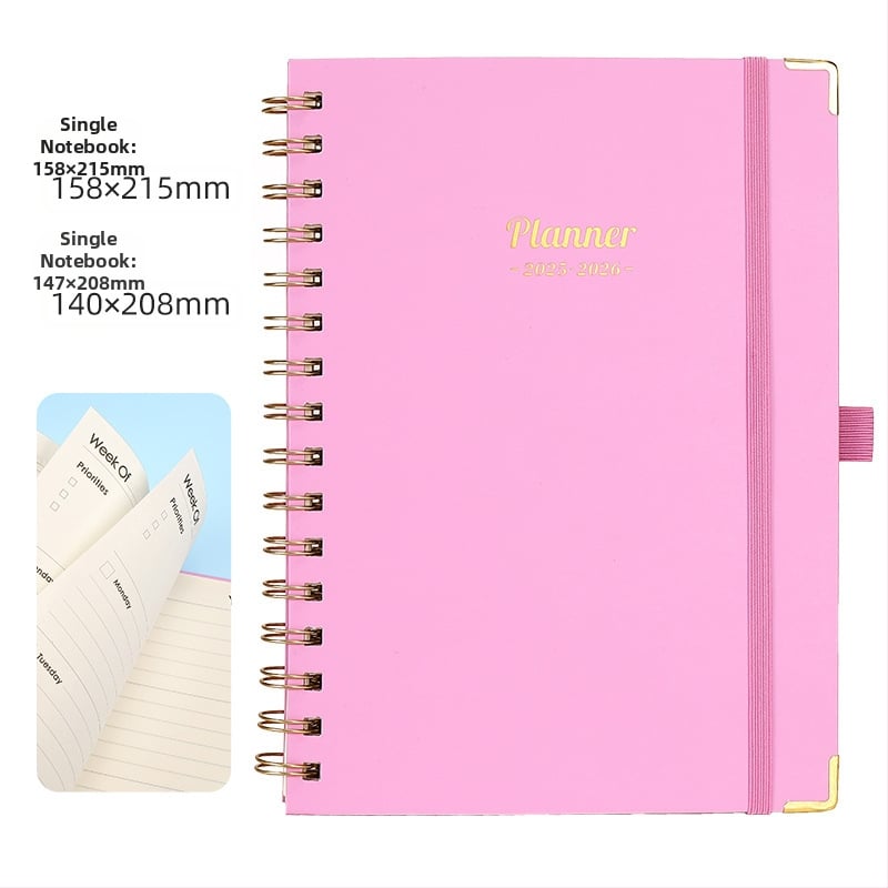 Ameerika nädalaplaani A5 spiraalmärkmik, horisontaalne märkmik, ajakava märkmik, inglise päevik, õpilase märkmik, hulgimüük