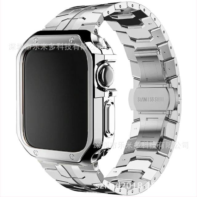 Puzdro Iron Man z nehrdzavejúcej ocele, TPU, brnenie, vhodné pre Apple Watch