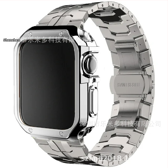 Puzdro Iron Man z nehrdzavejúcej ocele, TPU, brnenie, vhodné pre Apple Watch