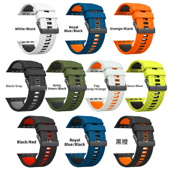 Για Apple Watch Ultra S10 46mm/9/8/7/6/5 τετράγωνο δίχρωμο λουράκι σιλικόνης