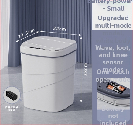 25 metų senumo nauja išmanioji šiukšliadėžė su įmontuotu mėlynu šviečiančiu slėgio žiedu, atverčiamu dangteliu, 18 l talpos, besisukančiu išmaniuoju jutikliu.