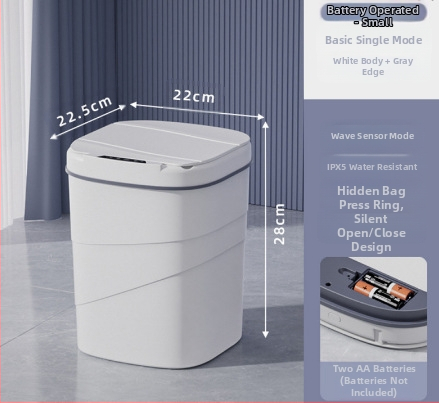 25 metų senumo nauja išmanioji šiukšliadėžė su įmontuotu mėlynu šviečiančiu slėgio žiedu, atverčiamu dangteliu, 18 l talpos, besisukančiu išmaniuoju jutikliu.