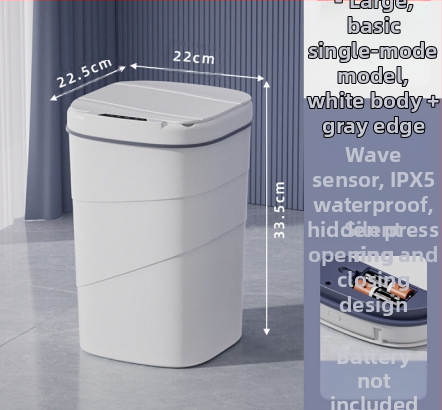 25 metų senumo nauja išmanioji šiukšliadėžė su įmontuotu mėlynu šviečiančiu slėgio žiedu, atverčiamu dangteliu, 18 l talpos, besisukančiu išmaniuoju jutikliu.