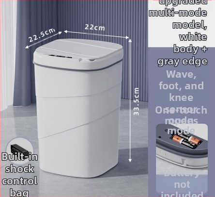 25 metų senumo nauja išmanioji šiukšliadėžė su įmontuotu mėlynu šviečiančiu slėgio žiedu, atverčiamu dangteliu, 18 l talpos, besisukančiu išmaniuoju jutikliu.