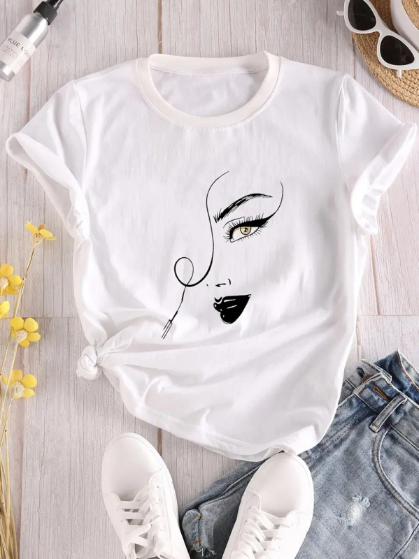 Pár szülő-gyermek eredeti nyomtatott rövid ujjú póló 2023 nyári új alkalmi nyomtatott felső divatos Valentin-napi fotó