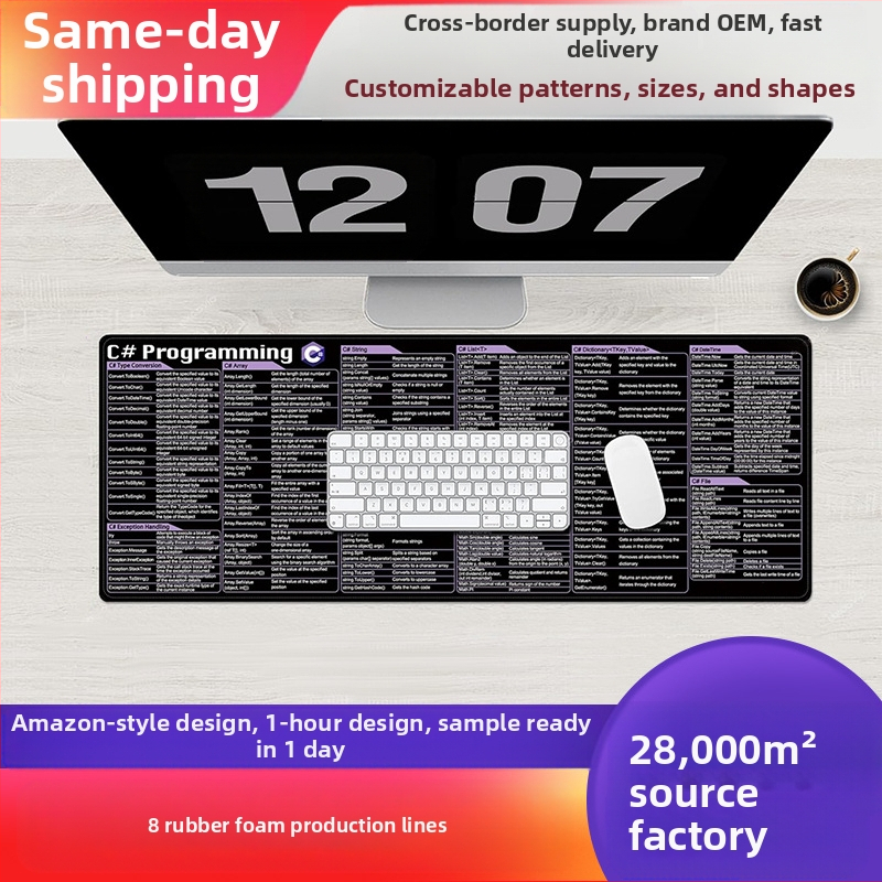 Piiriülene C# C++Py koodiga ingliskeelne hiirematt Mugav kontorikulumis- ja mustuskindel arvuti IP Euroopa ja Ameerika välismaine populaarne mudel