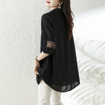 Γυναικείο Πουκάμισο/Πουκάμισο από Δαντέλα Real Shot για Μεγάλα Μεγέθη L-5XL, Μοντέρνο, Αδυνατιστικό, Στυλάτο, Κομψό Μπλούζα για Κορίτσια