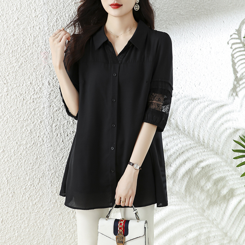 Γυναικείο Πουκάμισο/Πουκάμισο από Δαντέλα Real Shot για Μεγάλα Μεγέθη L-5XL, Μοντέρνο, Αδυνατιστικό, Στυλάτο, Κομψό Μπλούζα για Κορίτσια