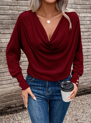 2024 Új európai és amerikai ebay külkereskedelmi AliExpress Amazon galléros vállpántos hosszú ujjú póló