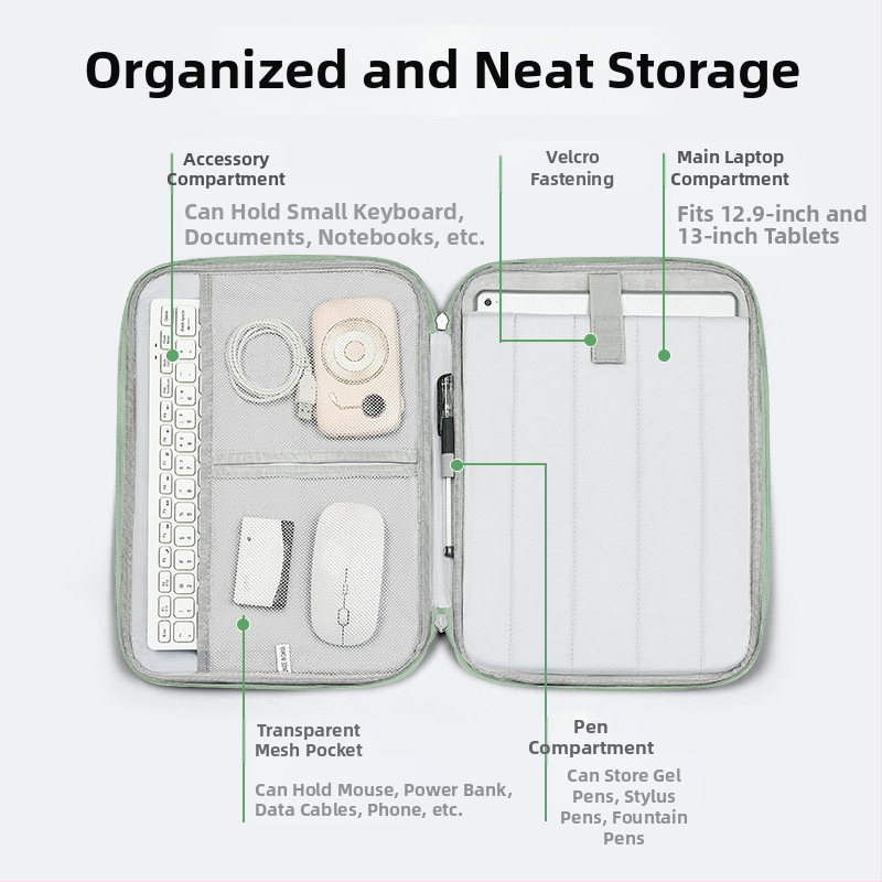 11-инчова преносима чанта за таблет iPad, защитен калъф за бизнес офис пътуване, защита от пръски, хоризонтална вътрешна чанта за таблет