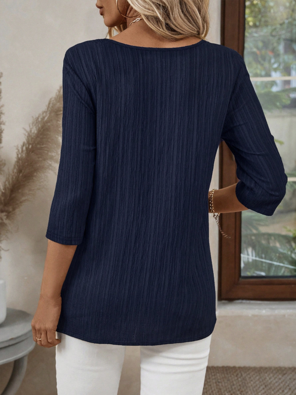 2025-ös tavaszi/nyári európai és amerikai határokon átnyúló kívánság Amazon ebay kereknyakú, egyszínű, kötött, plus size ujjú női ing