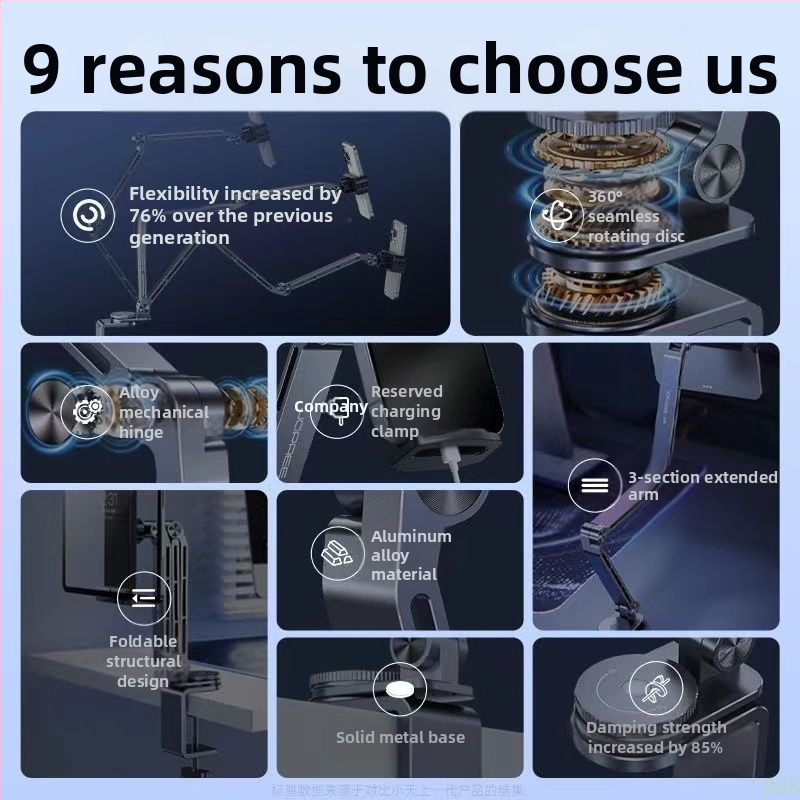 Сгъваема скоба за таблетен компютър, алуминиева сплав, въртяща се на 360 градуса, универсална мобилна телефонна интегрирана рамка за поддръжка на мързелив пад