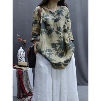 Mintás Retro Irodalmi Laza Lezser Karcsú Western Stílusú Középujjú Ing