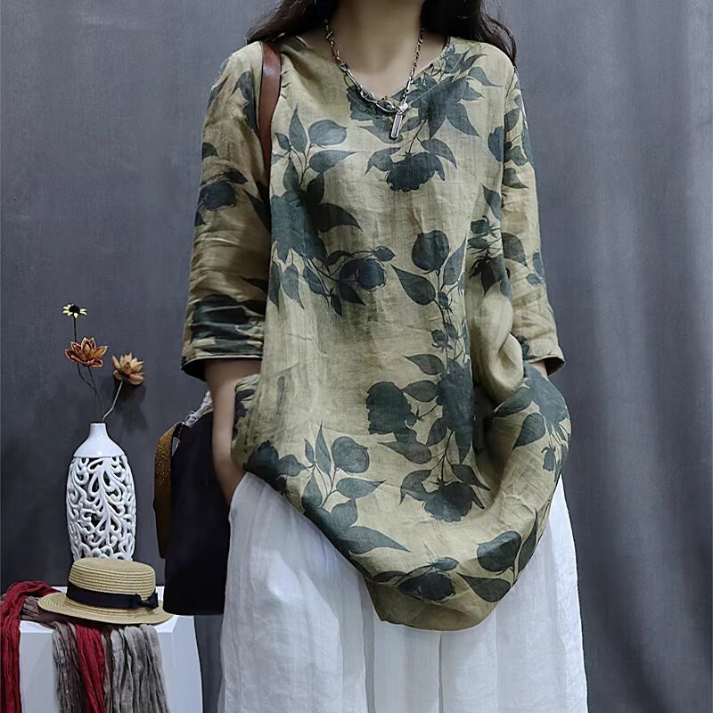 Mintás Retro Irodalmi Laza Lezser Karcsú Western Stílusú Középujjú Ing