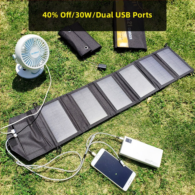 Monokristallilise räni päikeselaadimisplaat reguleeritud välistingimustes kasutatava kaasaskantava kokkupandava mobiiltelefoni laadimise aare kiire laadimisega fotogalvaaniline aku