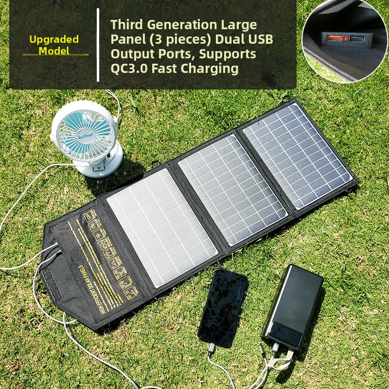 Monokristallilise räni päikeselaadimisplaat reguleeritud välistingimustes kasutatava kaasaskantava kokkupandava mobiiltelefoni laadimise aare kiire laadimisega fotogalvaaniline aku