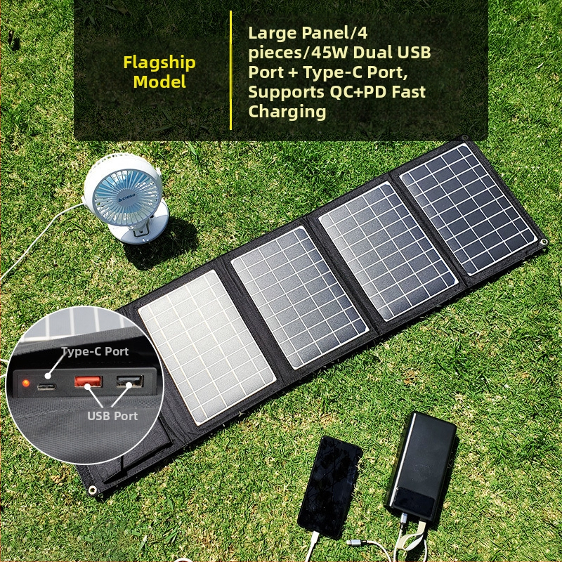 Monokristallilise räni päikeselaadimisplaat reguleeritud välistingimustes kasutatava kaasaskantava kokkupandava mobiiltelefoni laadimise aare kiire laadimisega fotogalvaaniline aku