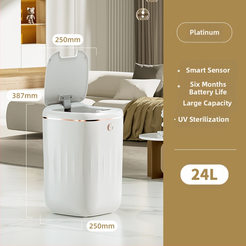 Išmanioji šiukšliadėžė su puikia išvaizda ir automatiniu jutikliu namų vonios kambariui ir virtuvei, didelė su dangčio jutikliu, tarpvalstybinė didmeninė prekyba