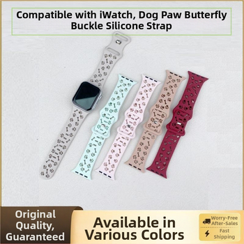 Sobib Apple S10 põlvkonna kellale liblikpandlaga koeraküünega silikoonrihm Iwatch987654 väljalõigatud stereo silikoonrihm