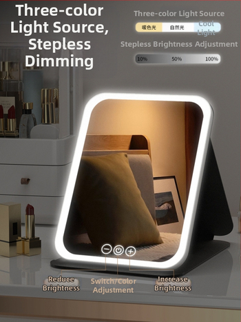 HD огледало за грим настолна LED лампа настолно огледало за тоалетка с лампа малко огледало удобно студентско общежитие сгъваем нов продукт