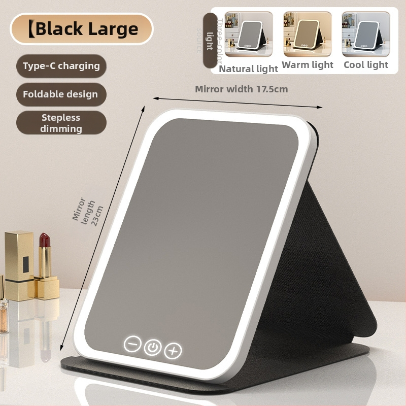 HD sminktükör asztali led lámpával asztali öltözőtükör lámpával kis tükör kényelmes diákszálló összecsukható új termék