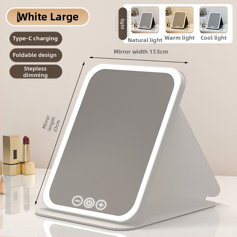 HD sminktükör asztali led lámpával asztali öltözőtükör lámpával kis tükör kényelmes diákszálló összecsukható új termék