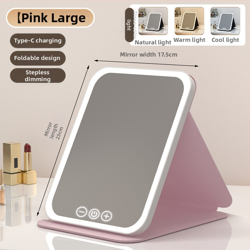 HD sminktükör asztali led lámpával asztali öltözőtükör lámpával kis tükör kényelmes diákszálló összecsukható új termék