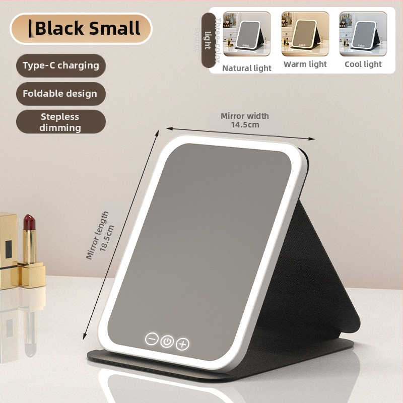 HD sminktükör asztali led lámpával asztali öltözőtükör lámpával kis tükör kényelmes diákszálló összecsukható új termék