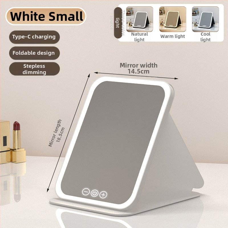 HD sminktükör asztali led lámpával asztali öltözőtükör lámpával kis tükör kényelmes diákszálló összecsukható új termék