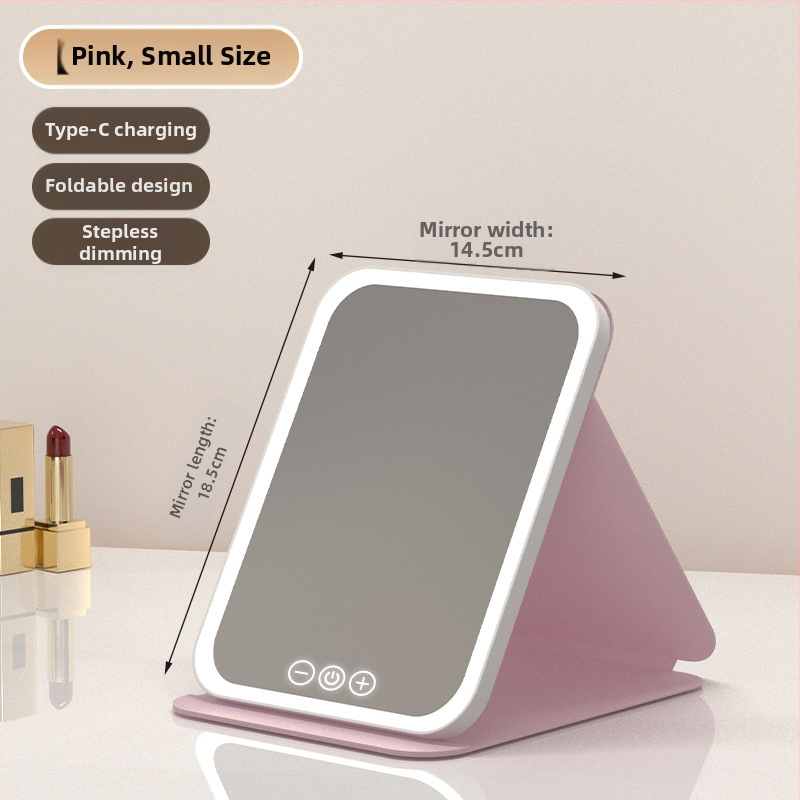 HD sminktükör asztali led lámpával asztali öltözőtükör lámpával kis tükör kényelmes diákszálló összecsukható új termék