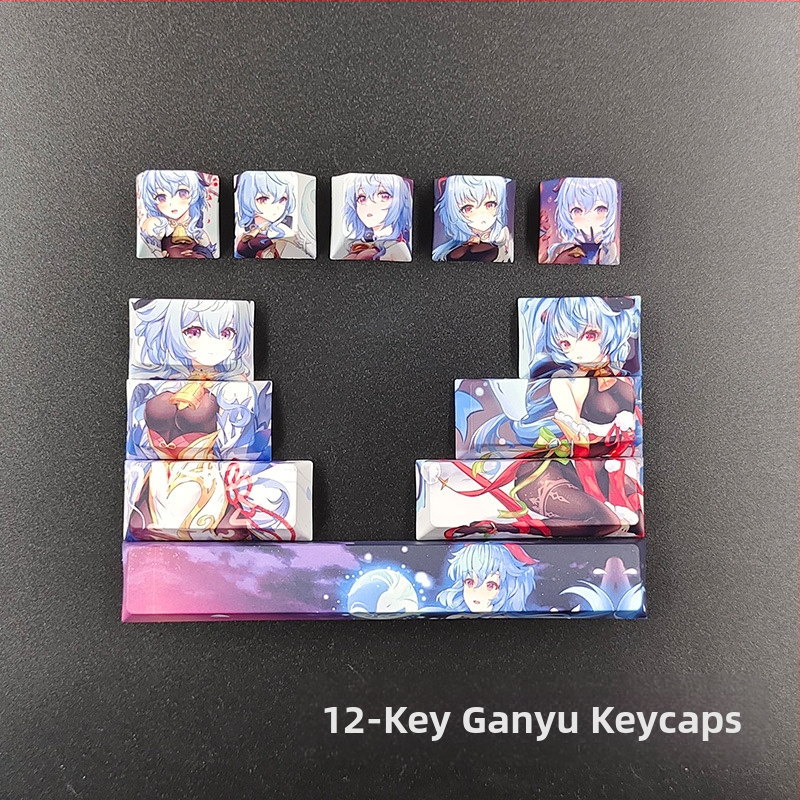 Kreatívna dvojrozmerná animovaná klávesnica s originálnym vysokým kľúčom, puzzle, osobnosť, klávesnica, roztomilé dievča, vietor, mechanická klávesnica