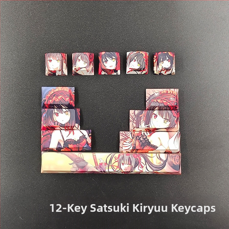 Kreatívna dvojrozmerná animovaná klávesnica s originálnym vysokým kľúčom, puzzle, osobnosť, klávesnica, roztomilé dievča, vietor, mechanická klávesnica