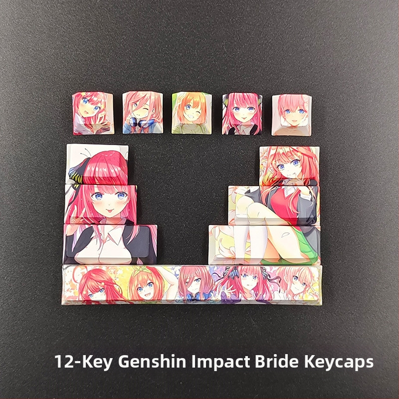 Kreatívna dvojrozmerná animovaná klávesnica s originálnym vysokým kľúčom, puzzle, osobnosť, klávesnica, roztomilé dievča, vietor, mechanická klávesnica