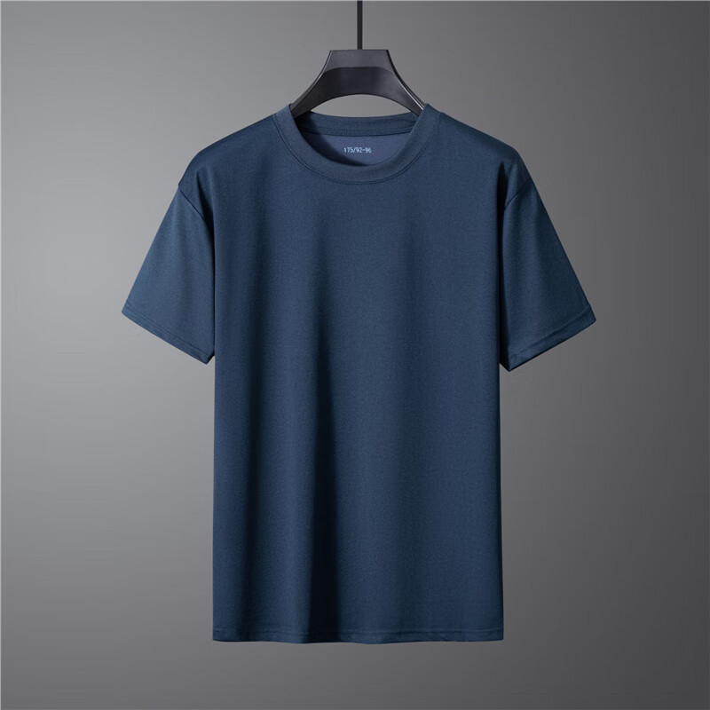 Vieglas plāksnes nestandarta īsroku fitnesa apģērbs vīriešu vasaras treniņu apģērbs ātri žūstošs apģērbs apaļa kakla brīvs vienkrāsains T-krekls
