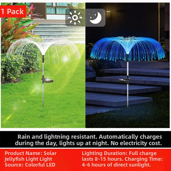 Határokon átnyúló napelemes medúza lámpa LED száloptikás színes hangulatvilágítás udvari táj dekorációs lámpák gyep padló konnektor lámpa