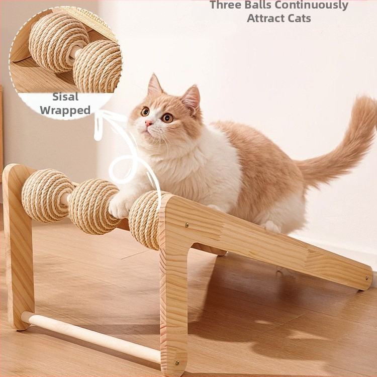 Дъска за драскане за котки от сизал, масивна дървесина, устойчива на износване и нелиняваща, вертикална подложка за драскане за котки, дъска за котешки нокти, драскалка за котки от сизал, играчка за котки с въже