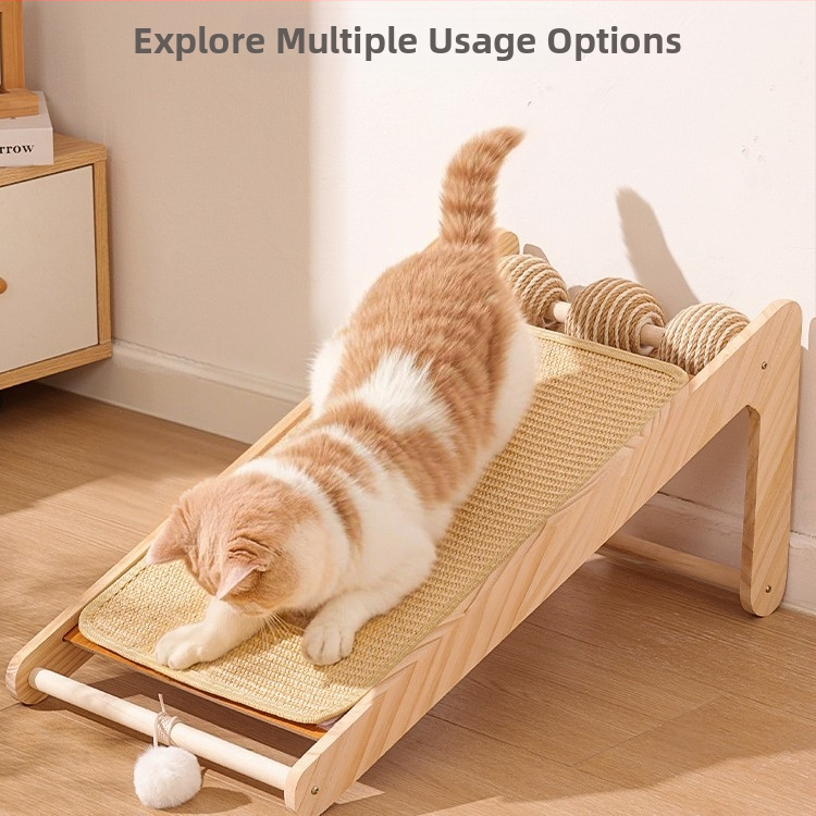 Дъска за драскане за котки от сизал, масивна дървесина, устойчива на износване и нелиняваща, вертикална подложка за драскане за котки, дъска за котешки нокти, драскалка за котки от сизал, играчка за котки с въже