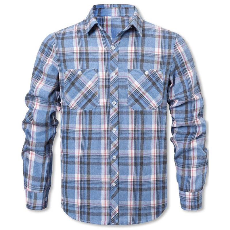 Äriline vabaaja flanell-ruuduline särk, kohandatud lilleline särk, piiriülene meeste rõivaste eksport, Euroopa ja Ameerika tehase kohandatud puuvill