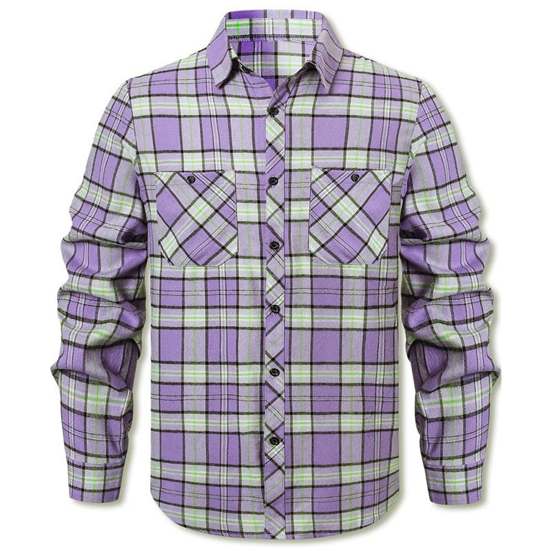 Äriline vabaaja flanell-ruuduline särk, kohandatud lilleline särk, piiriülene meeste rõivaste eksport, Euroopa ja Ameerika tehase kohandatud puuvill