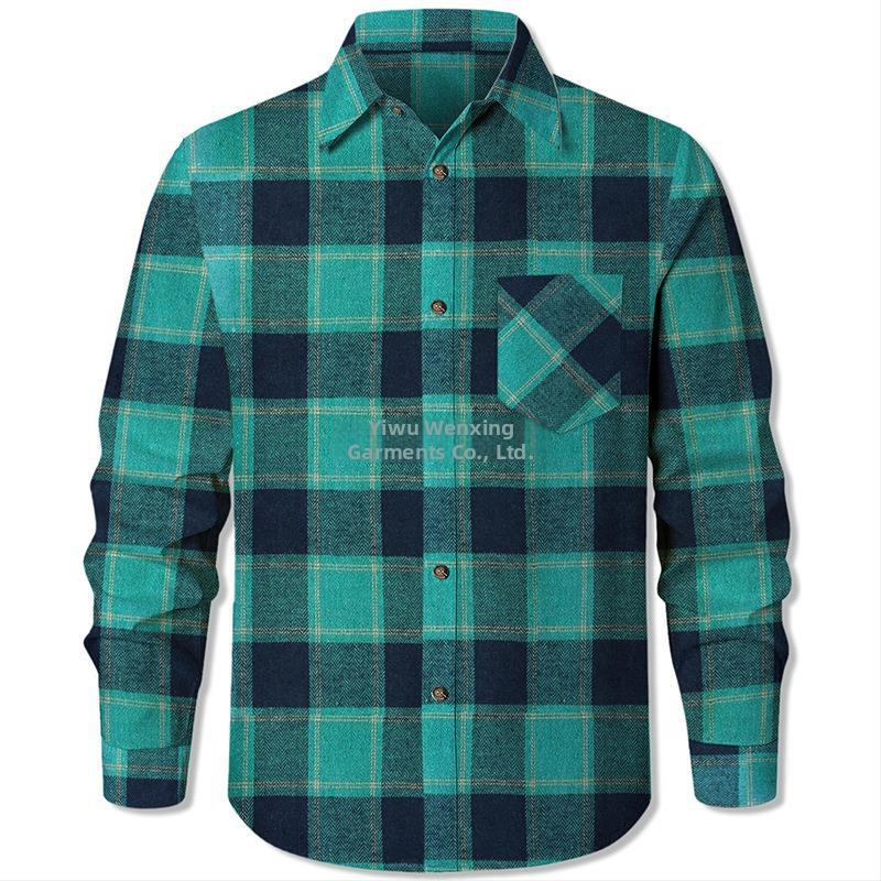Äriline vabaaja flanell-ruuduline särk, kohandatud lilleline särk, piiriülene meeste rõivaste eksport, Euroopa ja Ameerika tehase kohandatud puuvill