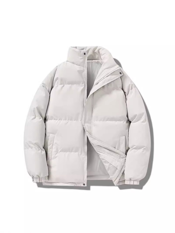 2024-es téli új japán egyszerű galléros, pamuttal bélelt, alkalmi, divatos, márkás, vastagított, hidegálló, meleg kenyérkabát