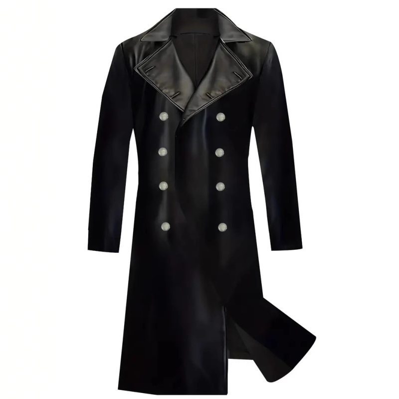 Užsienio prekybos europietiški ir amerikietiški didelio dydžio ilgi odiniai vėjastriukiai vyriški dvieiliai viduramžių odiniai viršutiniai drabužiai vokiški kariniai odiniai viršutiniai drabužiai vyrams madingi