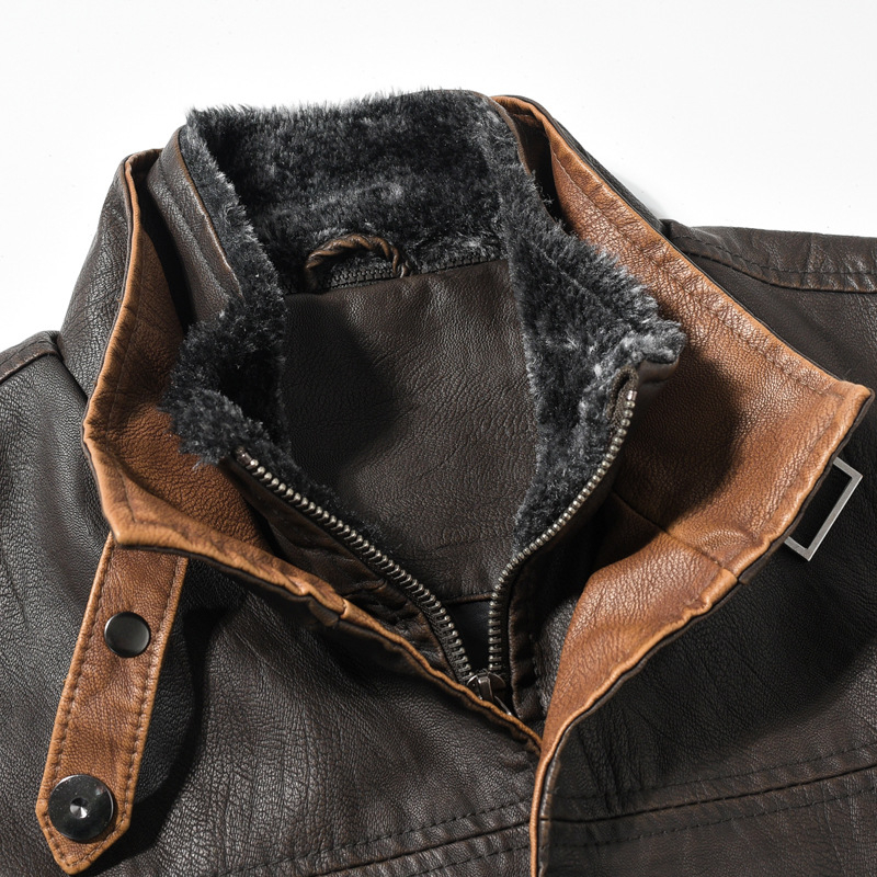 Vyriška PU odinė liemenė jaunimui, laisvalaikio stiliaus, vintažinė odinė liemenė, netikras dviejų dalių paltas, nuimama kailio apykaklė